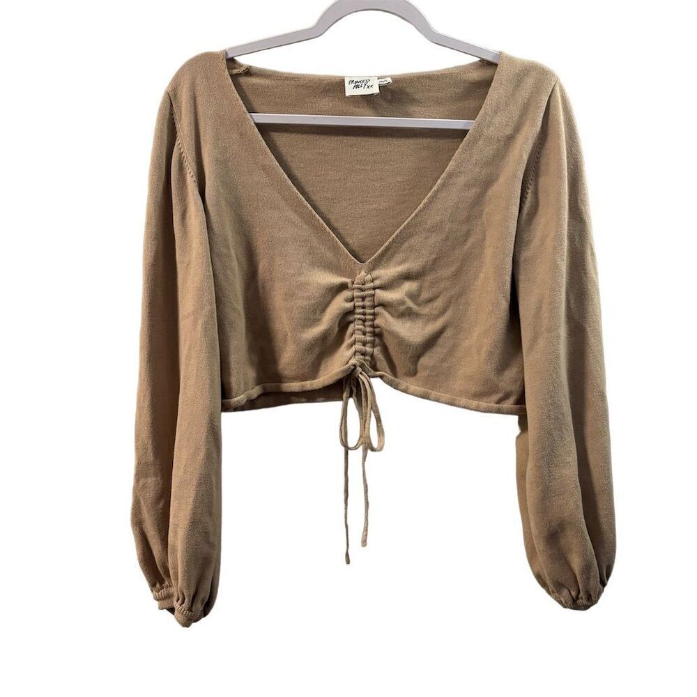Princess Polly Beige Drawstring Crop Top M/L